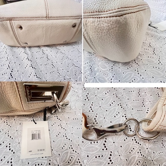 Calvin Klein Elegant White Leather Shoulder Bag - Picture 5 of 6